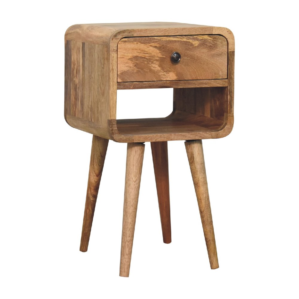 22" Oak Solid Wood Square One Drawer Nightstand