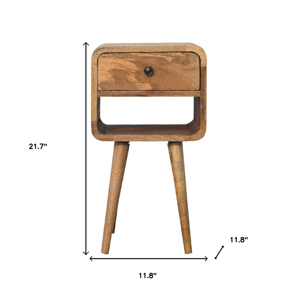 22" Oak Solid Wood Square One Drawer Nightstand