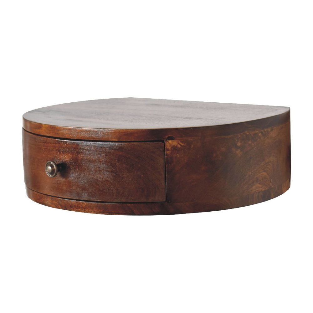 22" Brown Solid Wood One Drawer Floating Nightstand