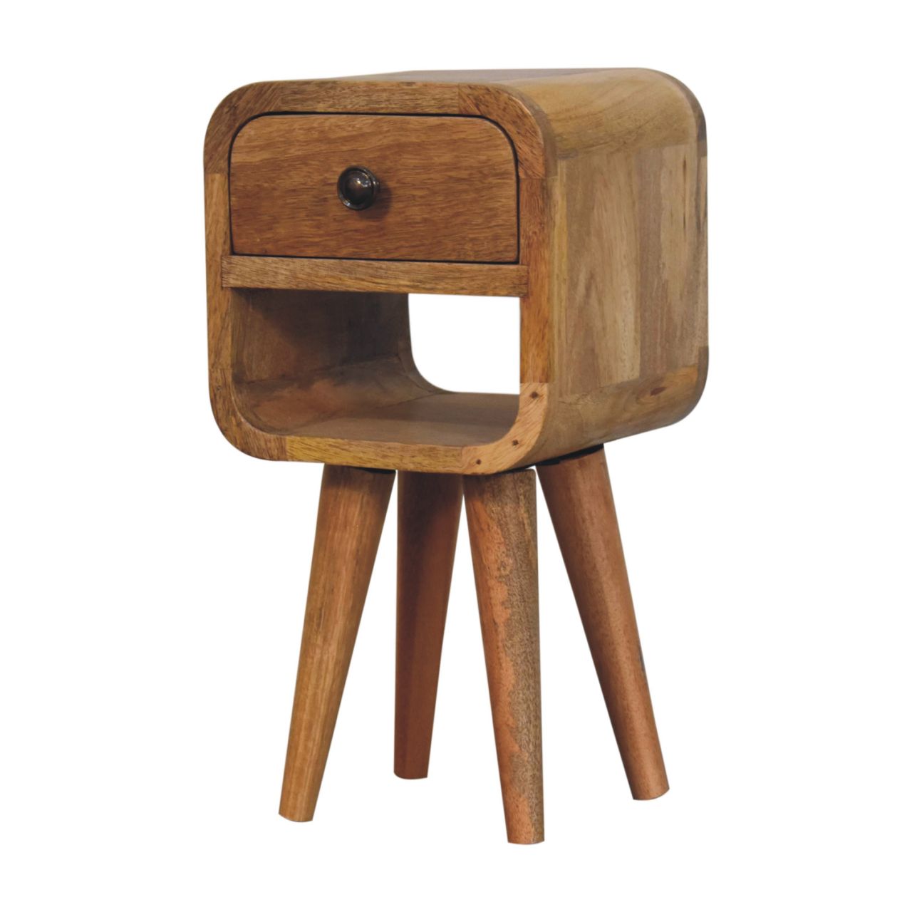 16" Oak Solid Wood Square One Drawer Nightstand