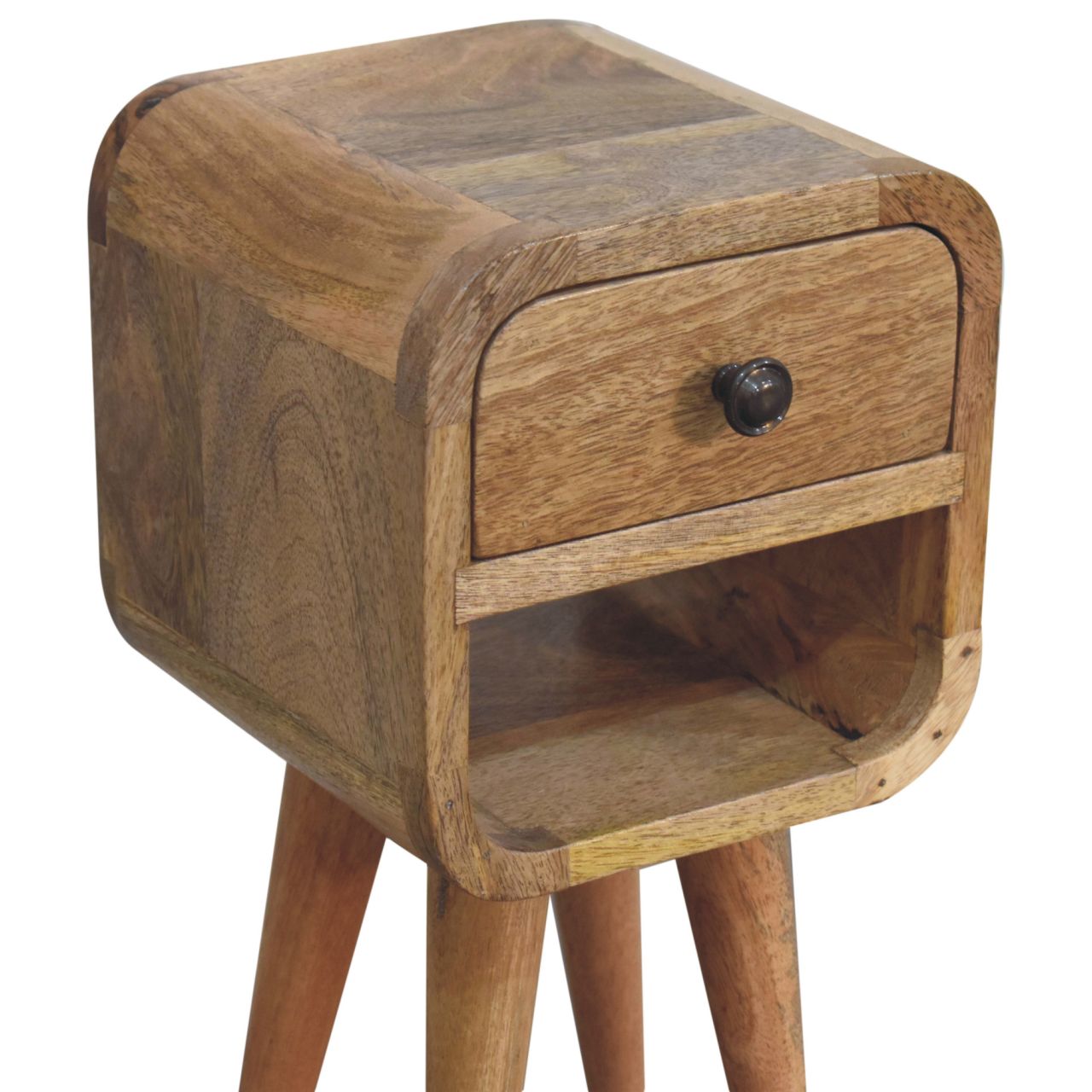 16" Oak Solid Wood Square One Drawer Nightstand