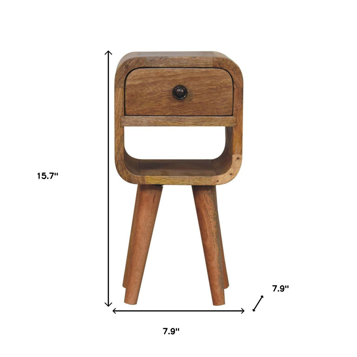 16" Oak Solid Wood Square One Drawer Nightstand