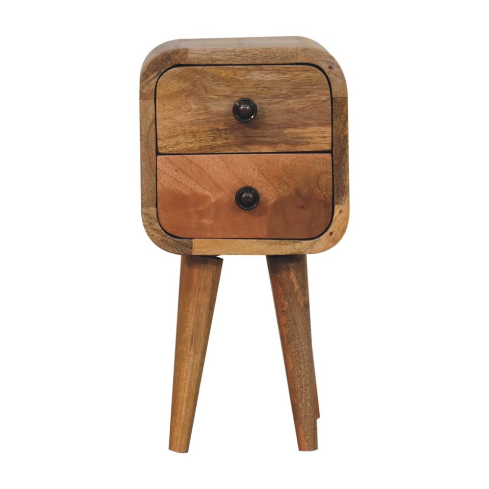 16" Oak Solid Wood Square Two Drawer Nightstand