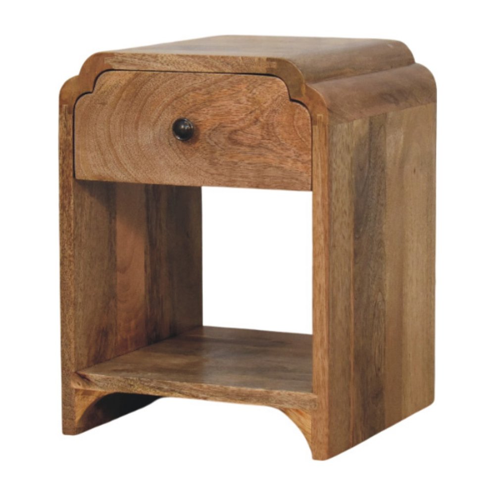 16" Oak Solid Wood One Drawer Scallop Edge Nightstand