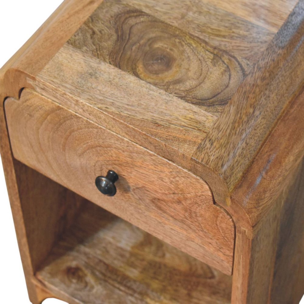 16" Oak Solid Wood One Drawer Scallop Edge Nightstand