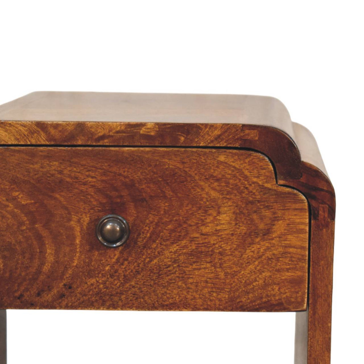 16" Chestnut Solid Wood One Drawer Scallop Edge Nightstand