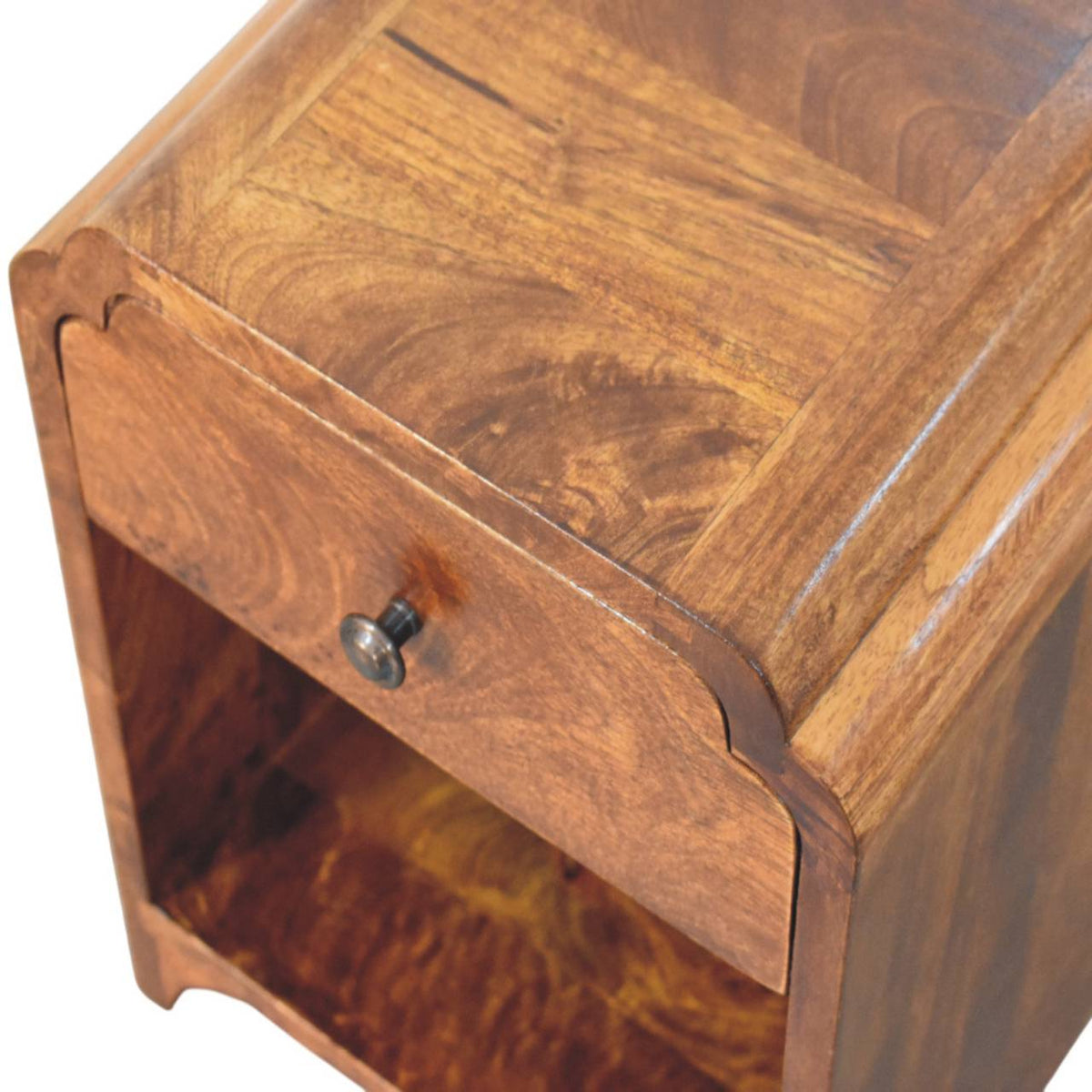 16" Chestnut Solid Wood One Drawer Scallop Edge Nightstand