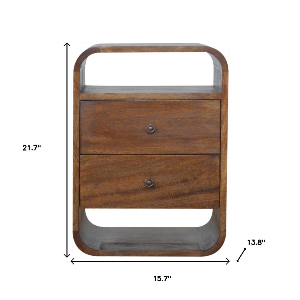 22" Chestnut Solid Wood Two Drawer Nightstand