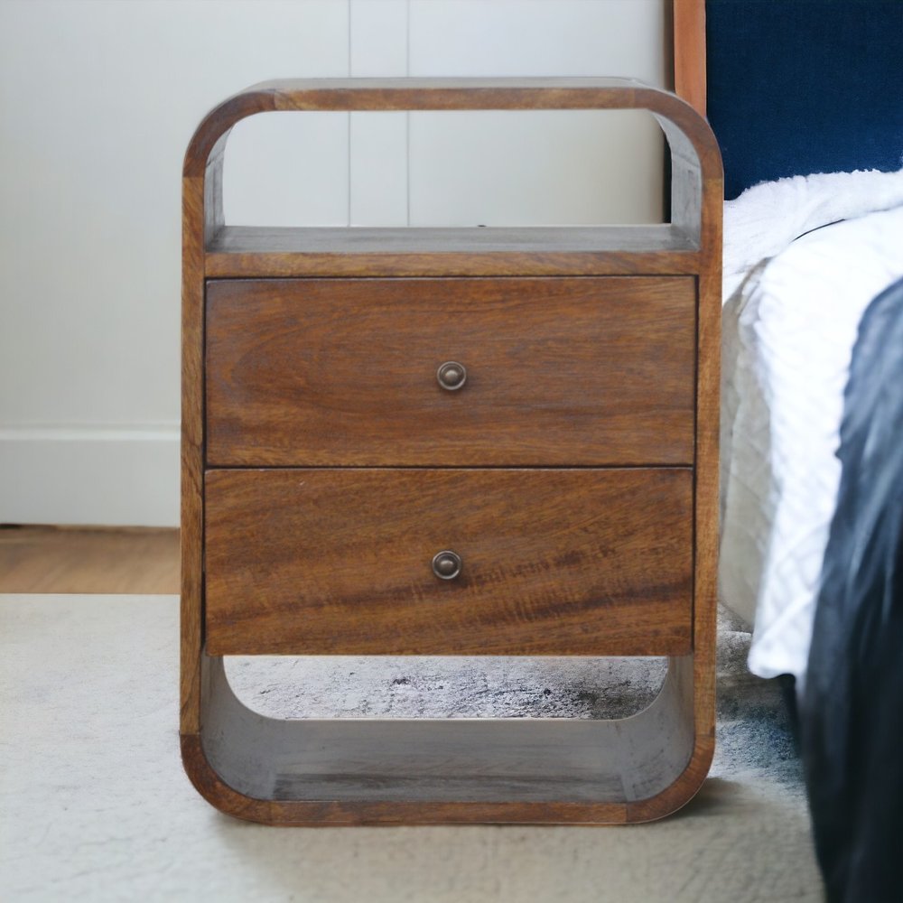 22" Chestnut Solid Wood Two Drawer Nightstand