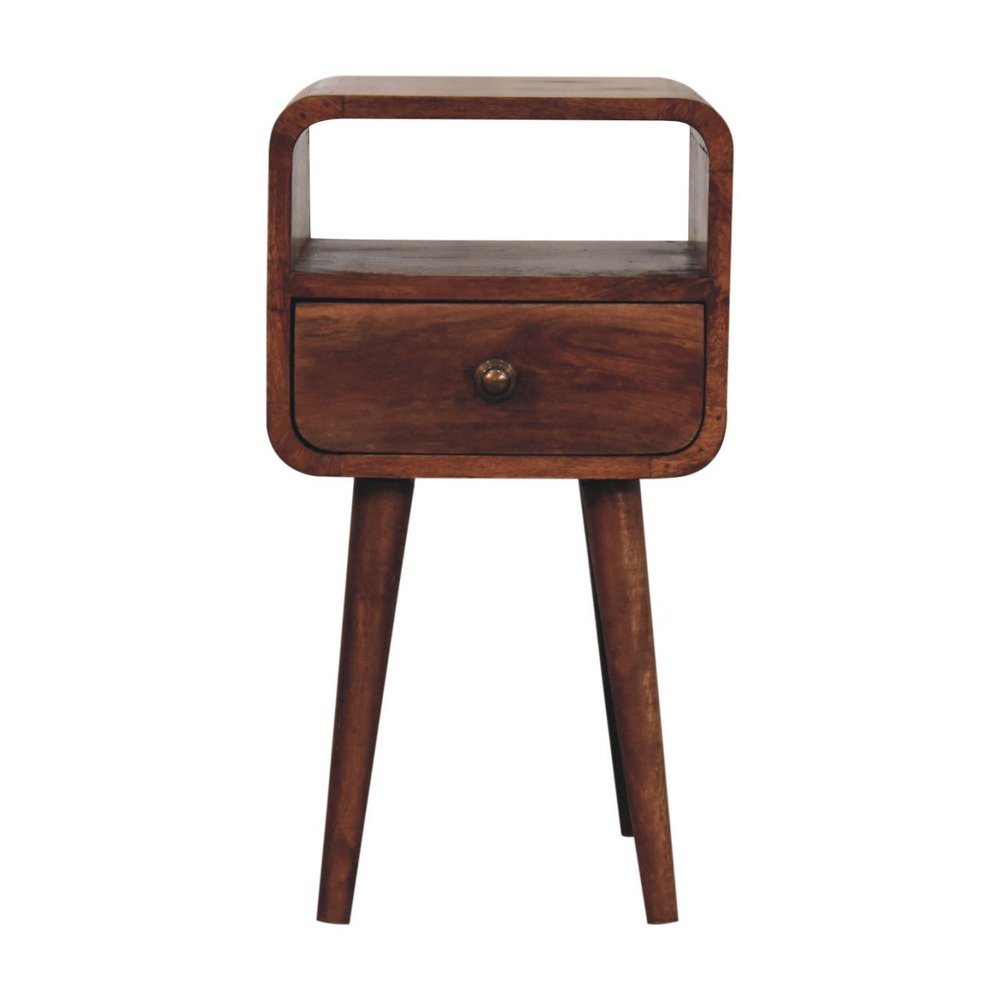 22" Brown Solid Wood Square One Drawer Nightstand
