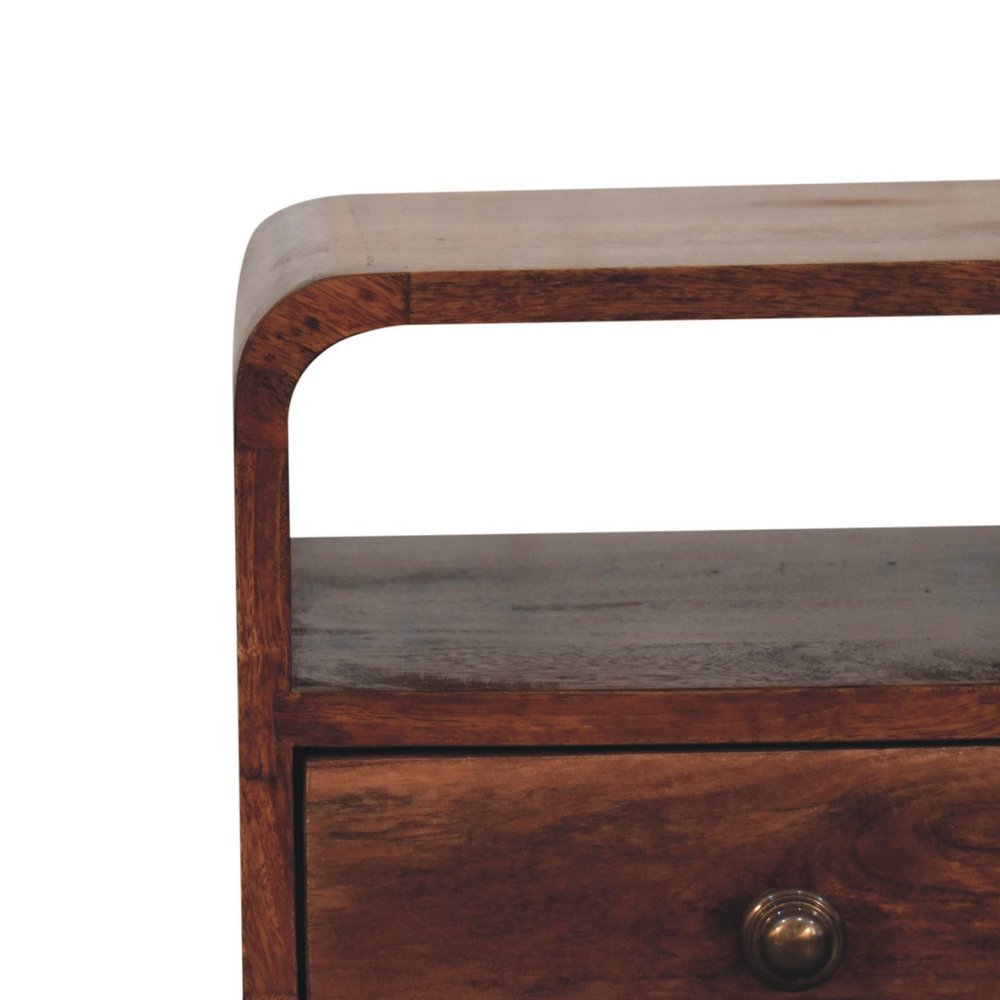 22" Brown Solid Wood Square One Drawer Nightstand