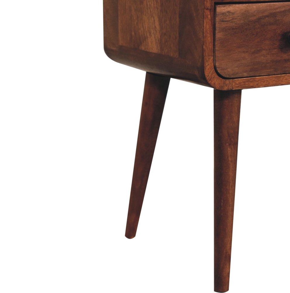 22" Brown Solid Wood Square One Drawer Nightstand