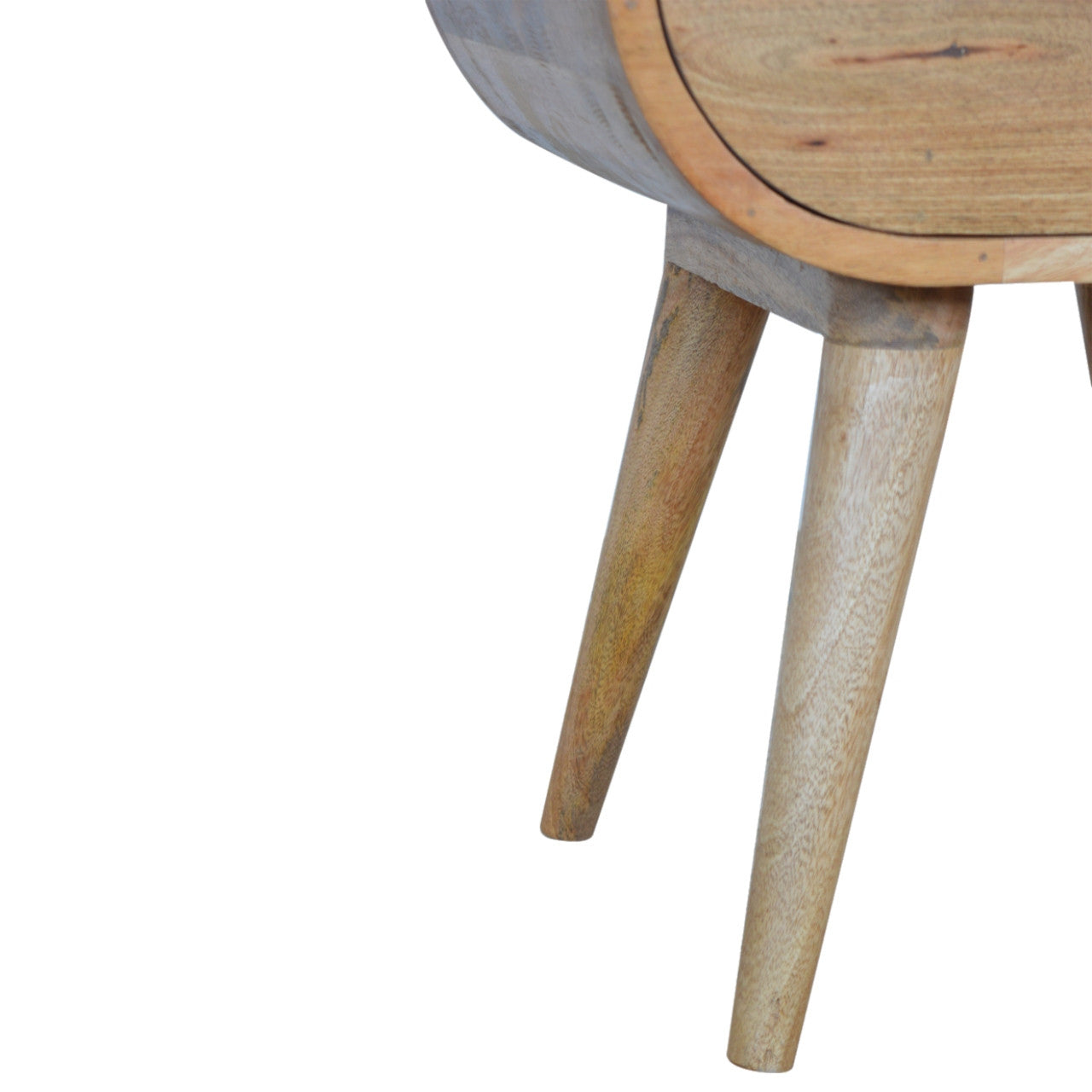 21" Natural Solid Wood Oval One Drawer Nightstand