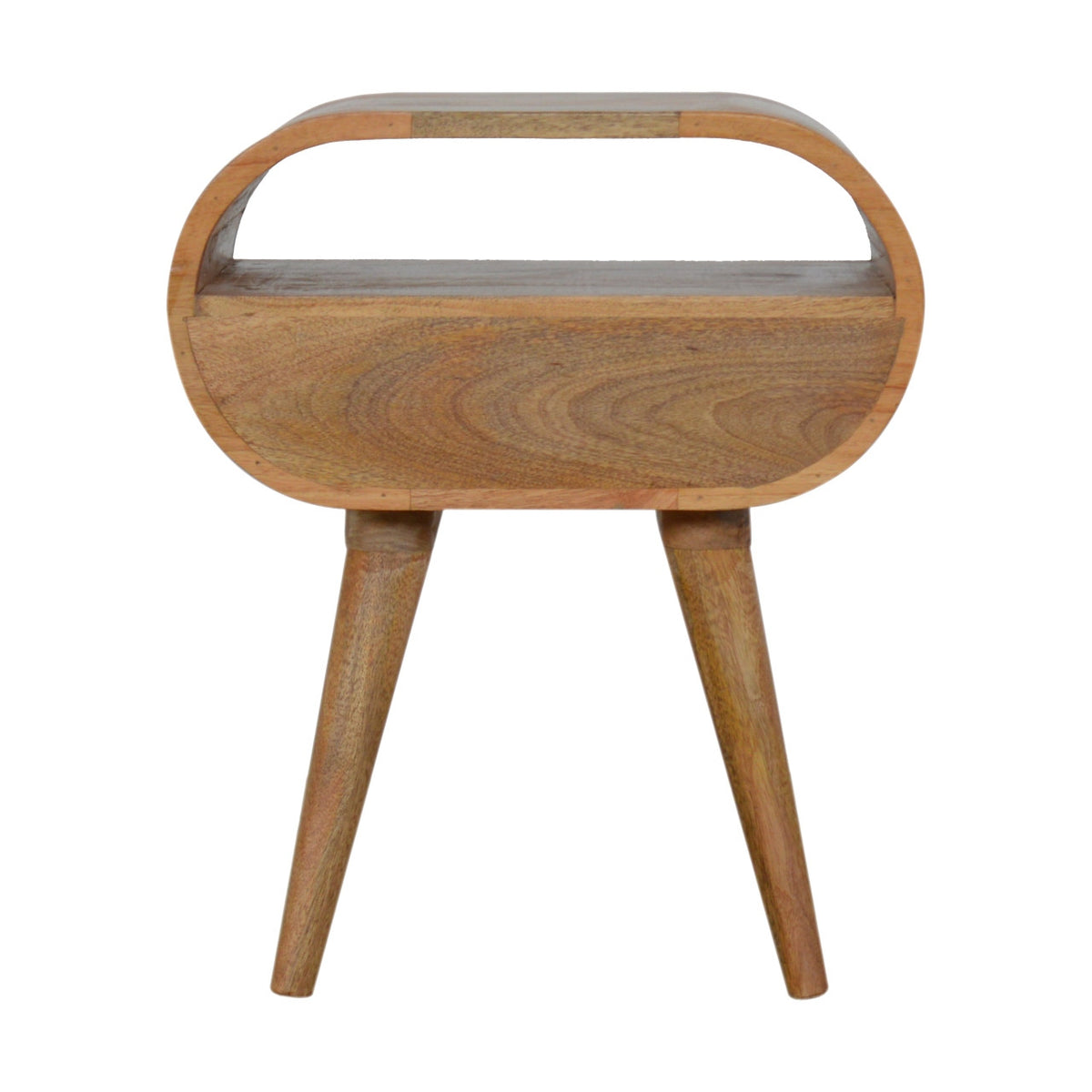 21" Natural Solid Wood Oval One Drawer Nightstand