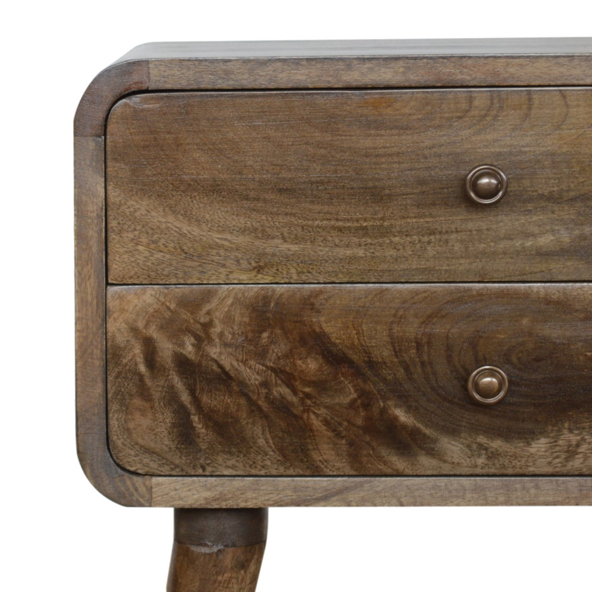 22" Natural Solid Wood Distressed Two Drawer Nightstand