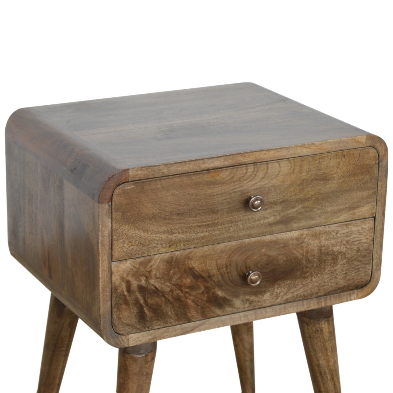 22" Natural Solid Wood Distressed Two Drawer Nightstand