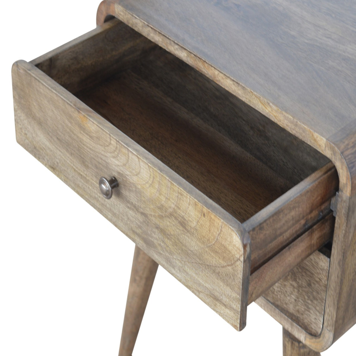 22" Natural Solid Wood Distressed Two Drawer Nightstand