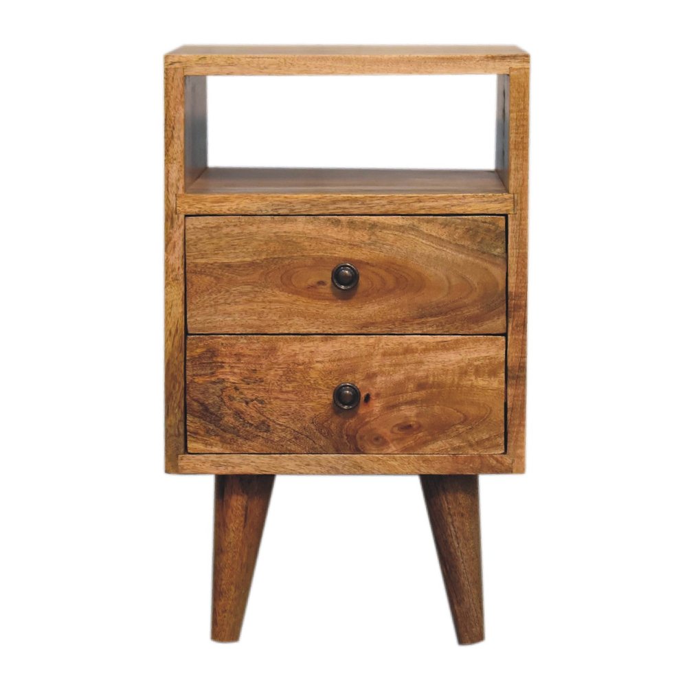 20" Oak Solid Wood Two Drawer Nightstand