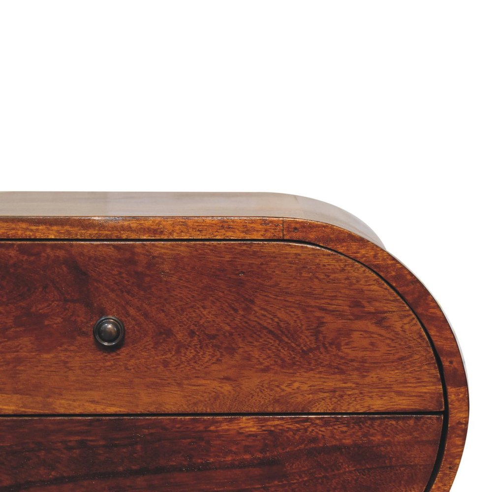 24" Chestnut Solid Wood Oval Two Drawer Nightstand