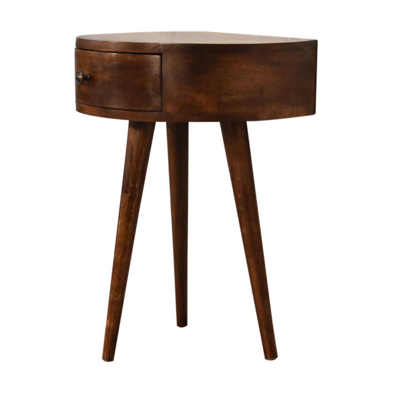 21" Brown Solid Wood Round One Drawer Nightstand