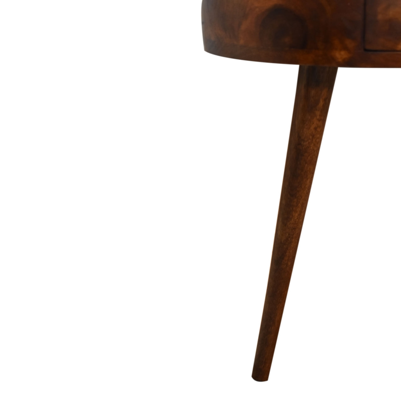 21" Brown Solid Wood Round One Drawer Nightstand