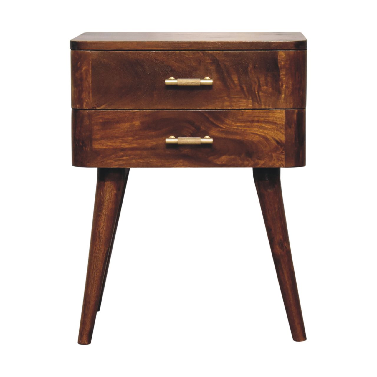 23" Chestnut Solid Wood Two Drawer Nightstand