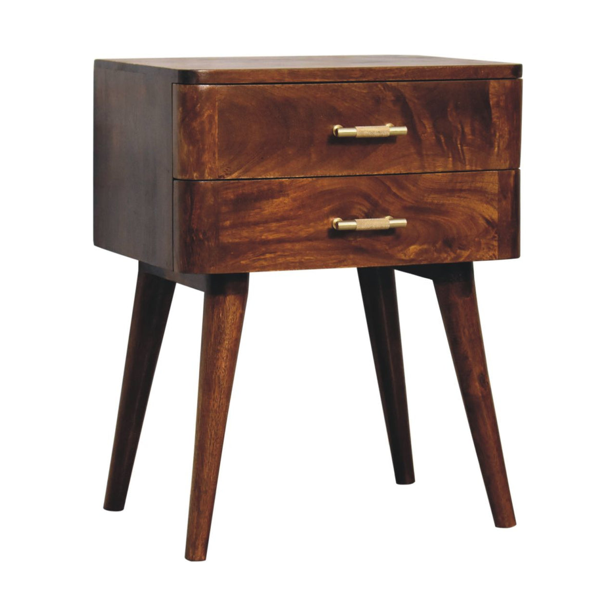 23" Chestnut Solid Wood Two Drawer Nightstand