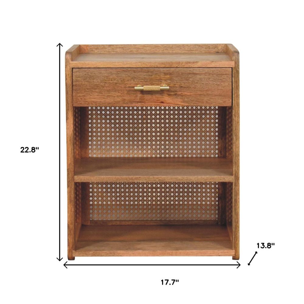 23" Oak Solid Wood One Drawer Nightstand