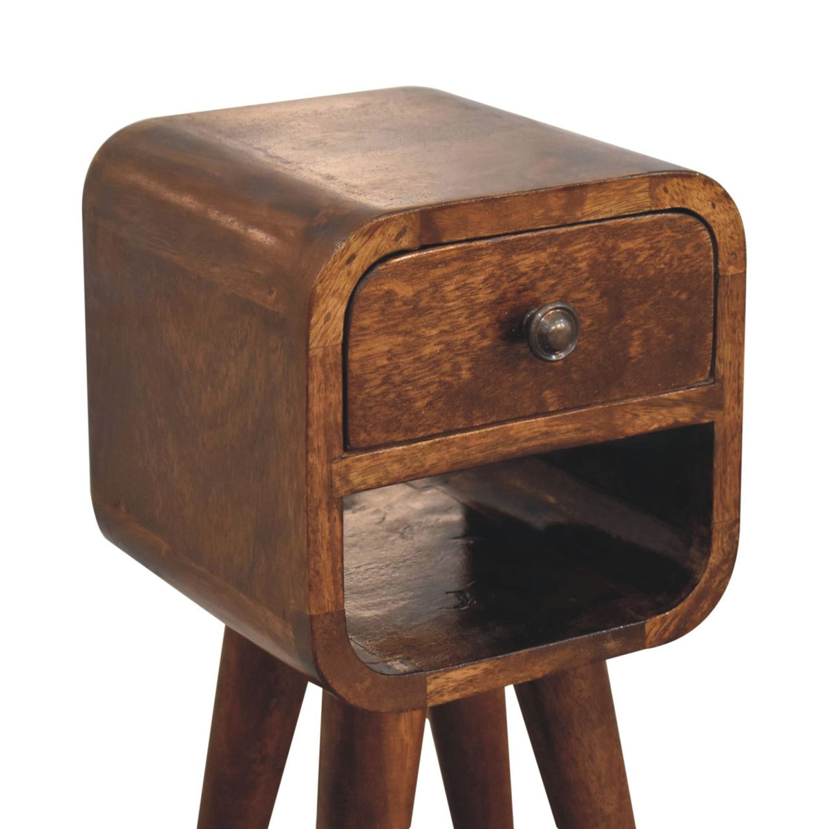 16" Chestnut Solid Wood Square One Drawer Nightstand