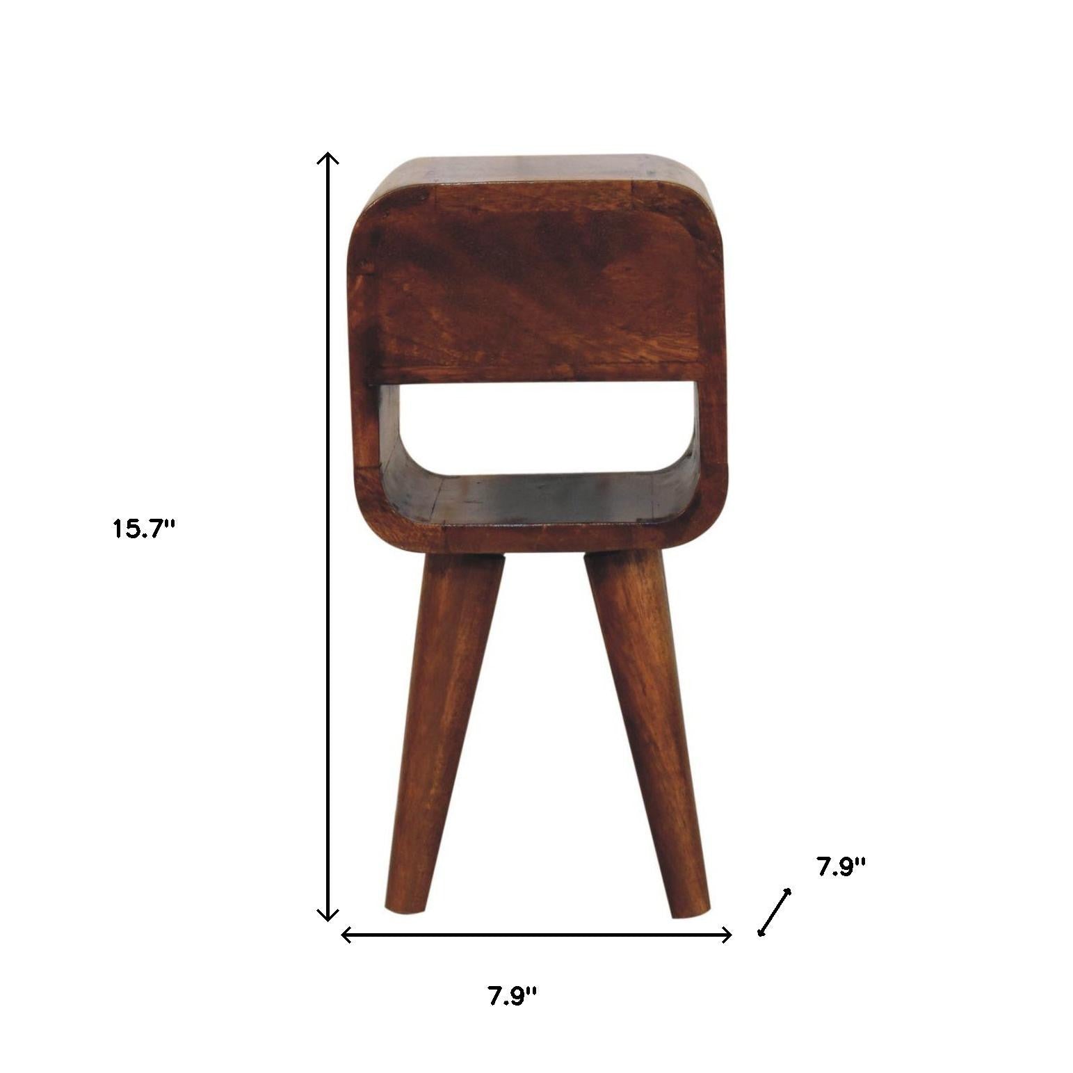 16" Chestnut Solid Wood Square One Drawer Nightstand