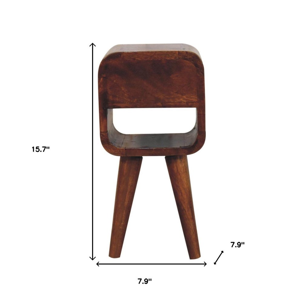 16" Chestnut Solid Wood Square One Drawer Nightstand