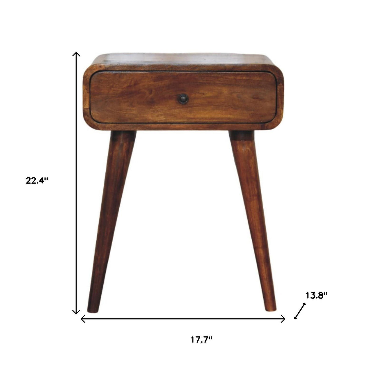 22" Chestnut Solid Wood One Drawer Nightstand