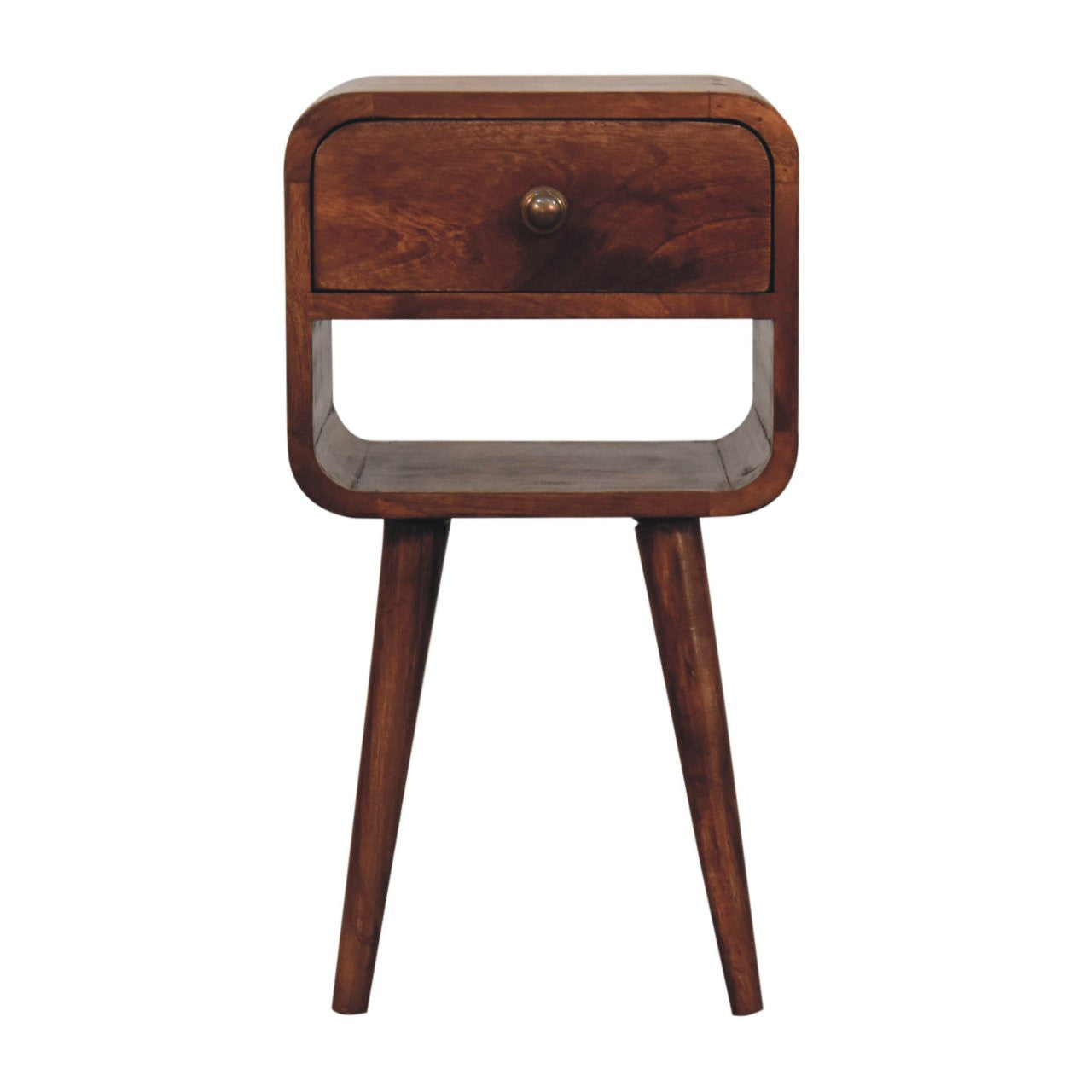 22" Dark Brown Solid Wood Square One Drawer Nightstand