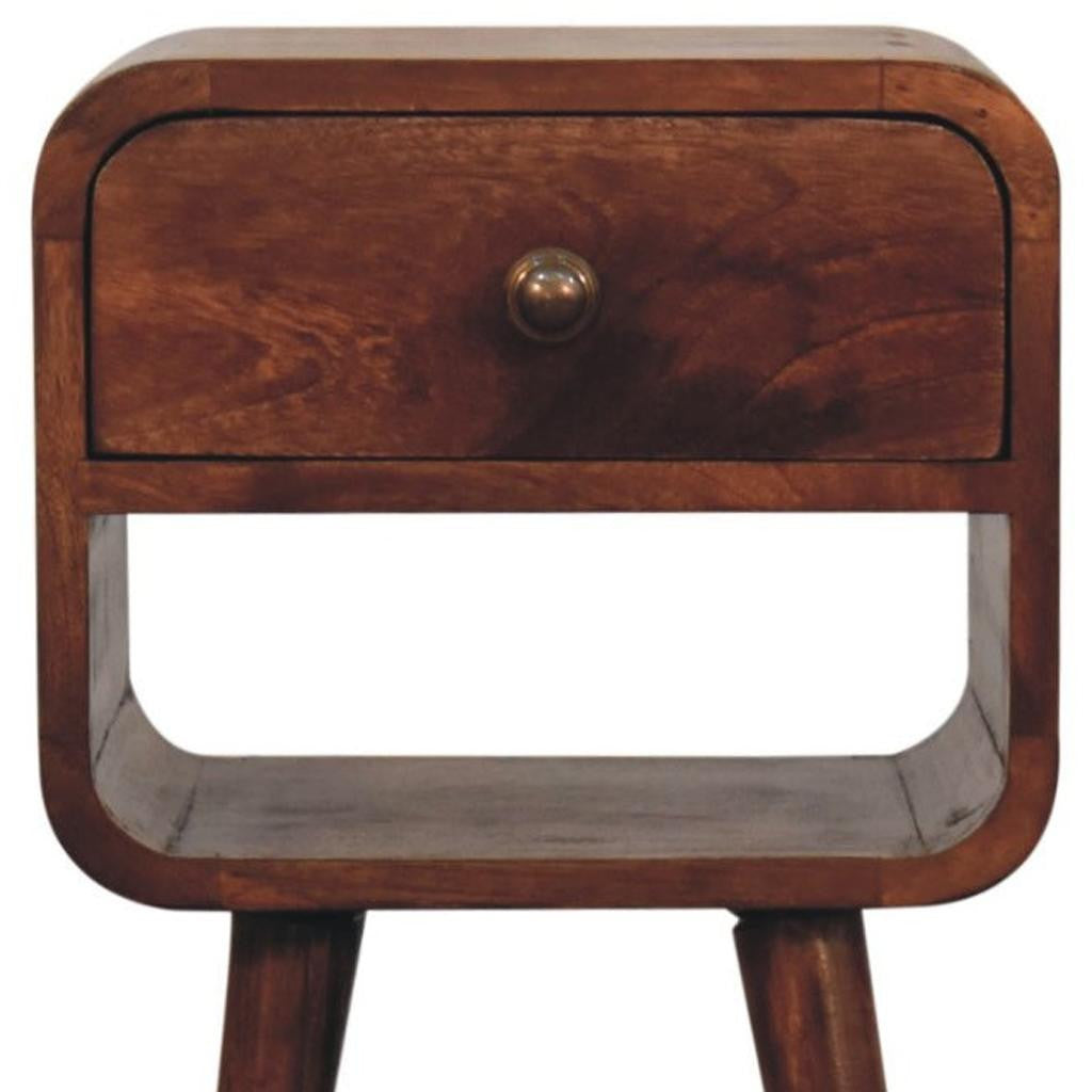 22" Dark Brown Solid Wood Square One Drawer Nightstand