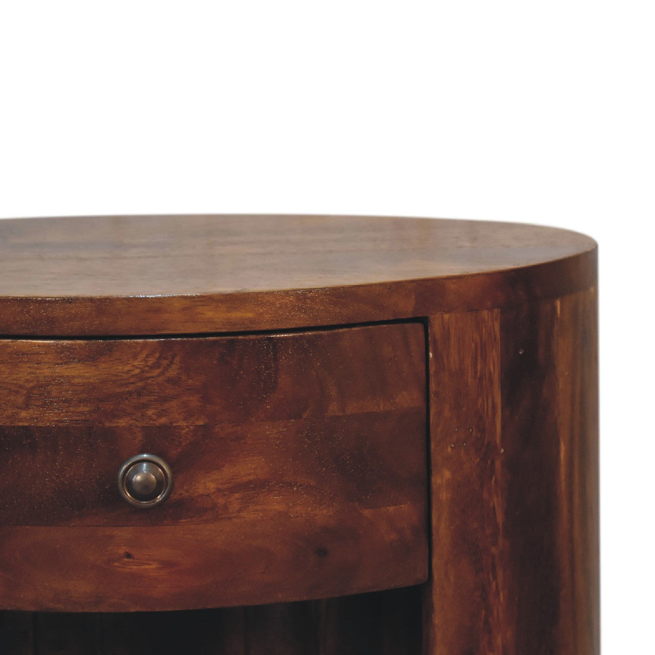 22" Chestnut Solid Wood Oval One Drawer Nightstand