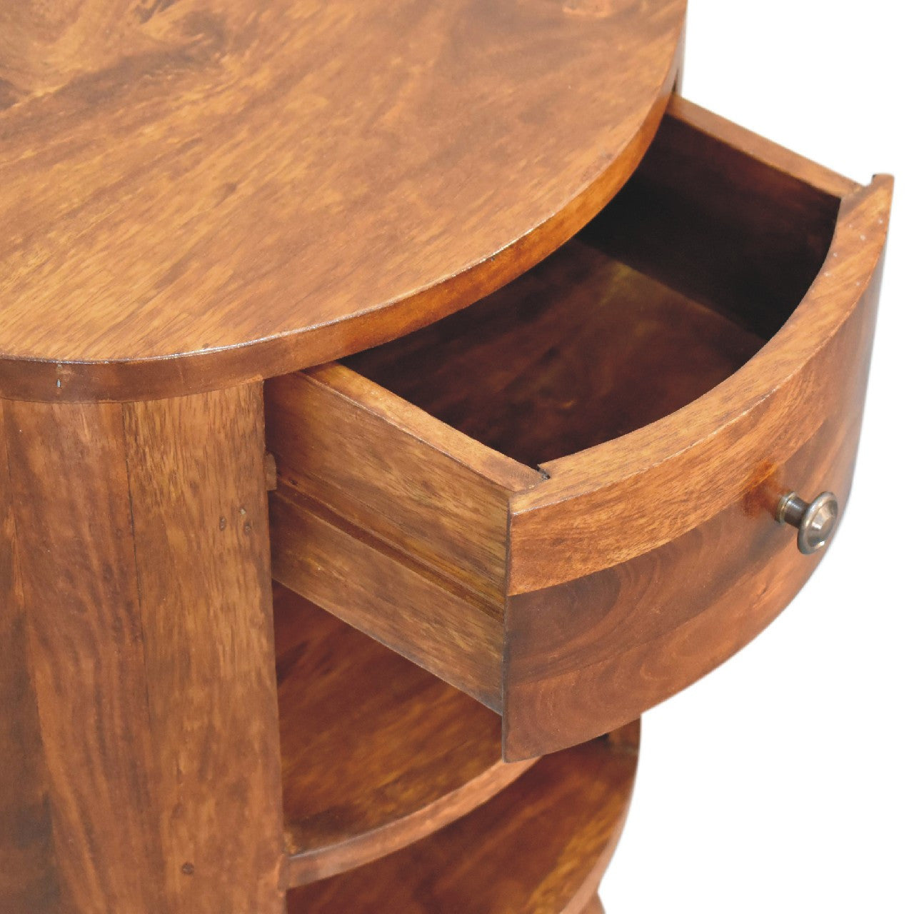 22" Chestnut Solid Wood Oval One Drawer Nightstand
