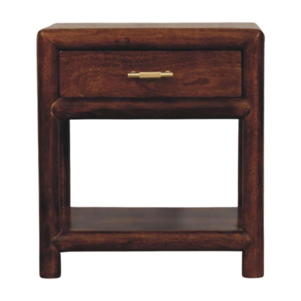 20" Chestnut Solid Wood Square One Drawer Nightstand