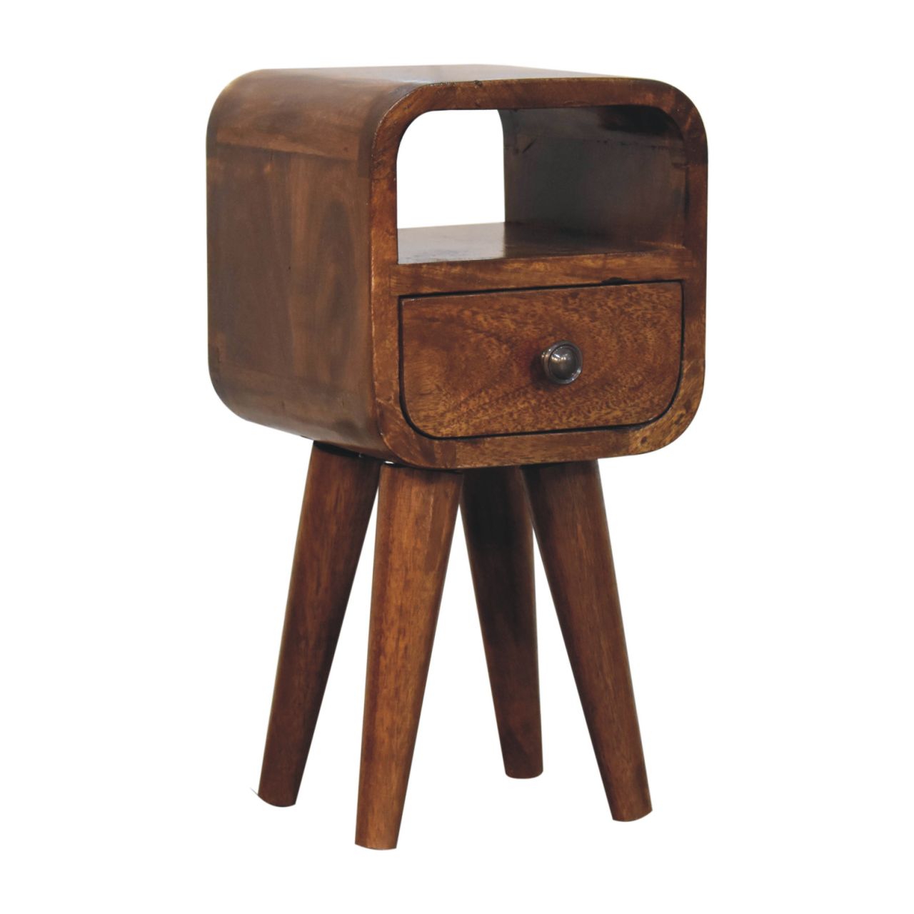 16" Chestnut Solid Wood Square One Drawer Nightstand