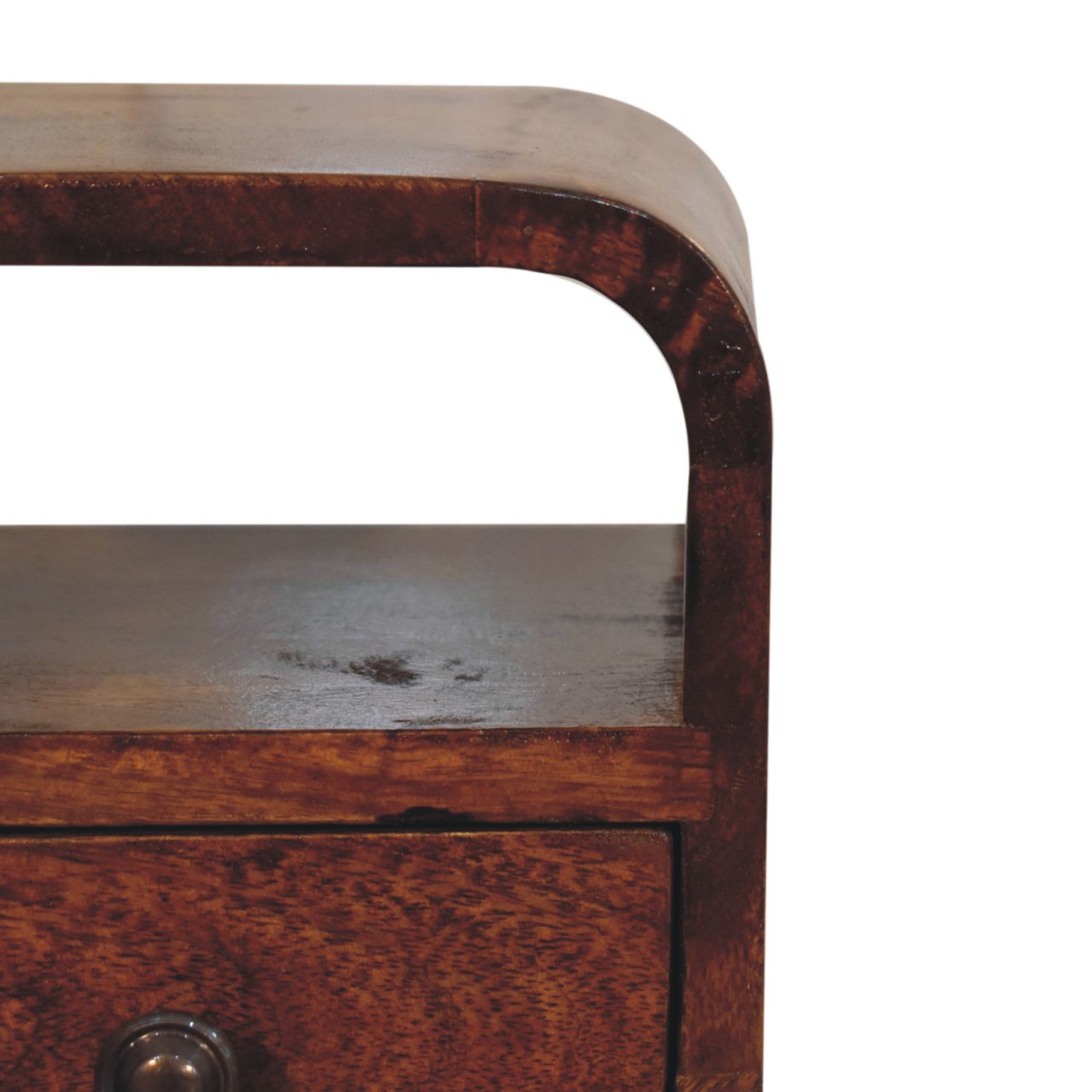 16" Chestnut Solid Wood Square One Drawer Nightstand