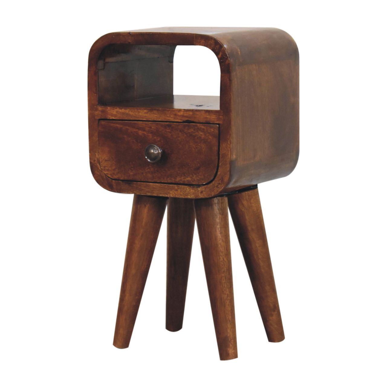 16" Chestnut Solid Wood Square One Drawer Nightstand