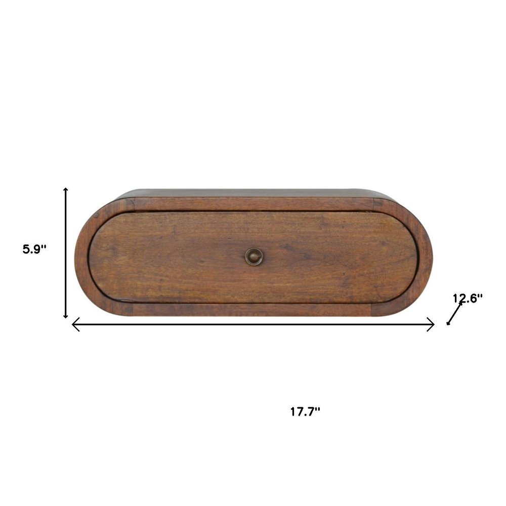 18" Chestnut Solid Wood Oval One Drawer Floating Nightstand