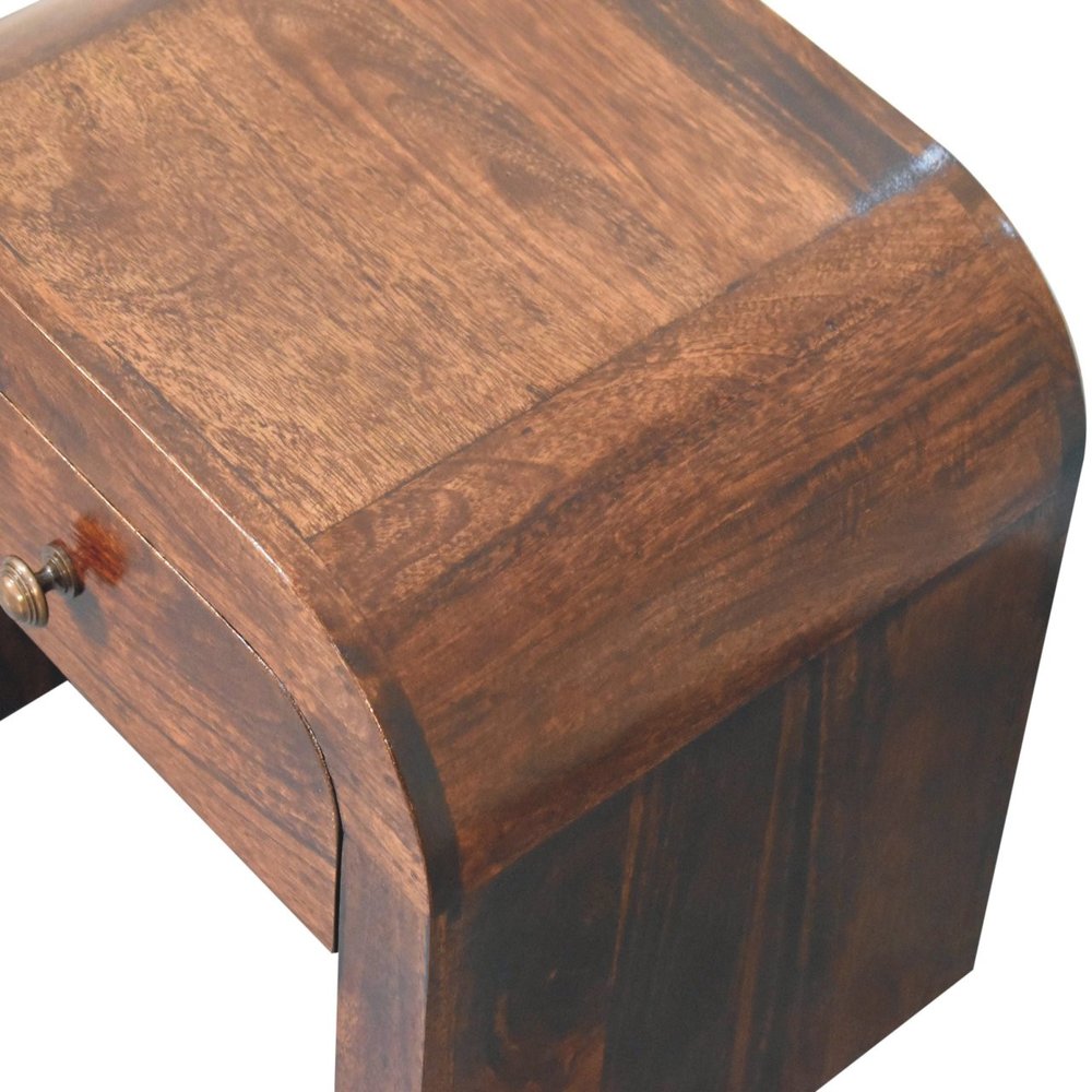 16" Walnut Solid Wood One Drawer Nightstand
