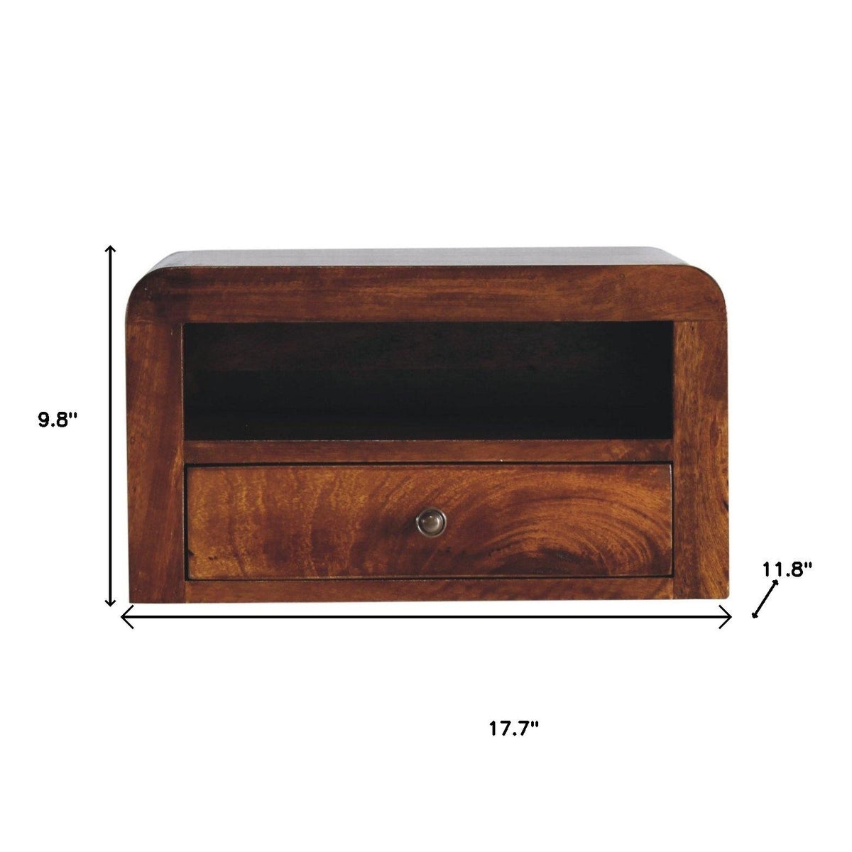 18" Chestnut Solid Wood One Drawer Floating Nightstand