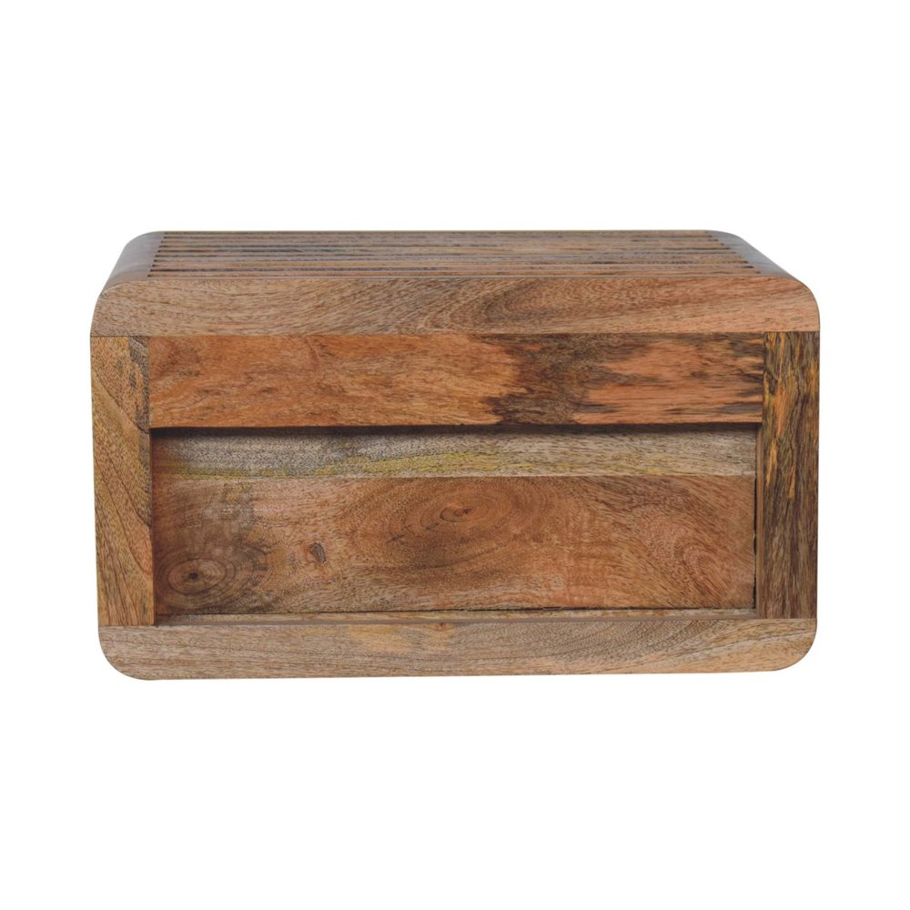 18" Brown Solid Wood Carved Geometric Floating Nightstand