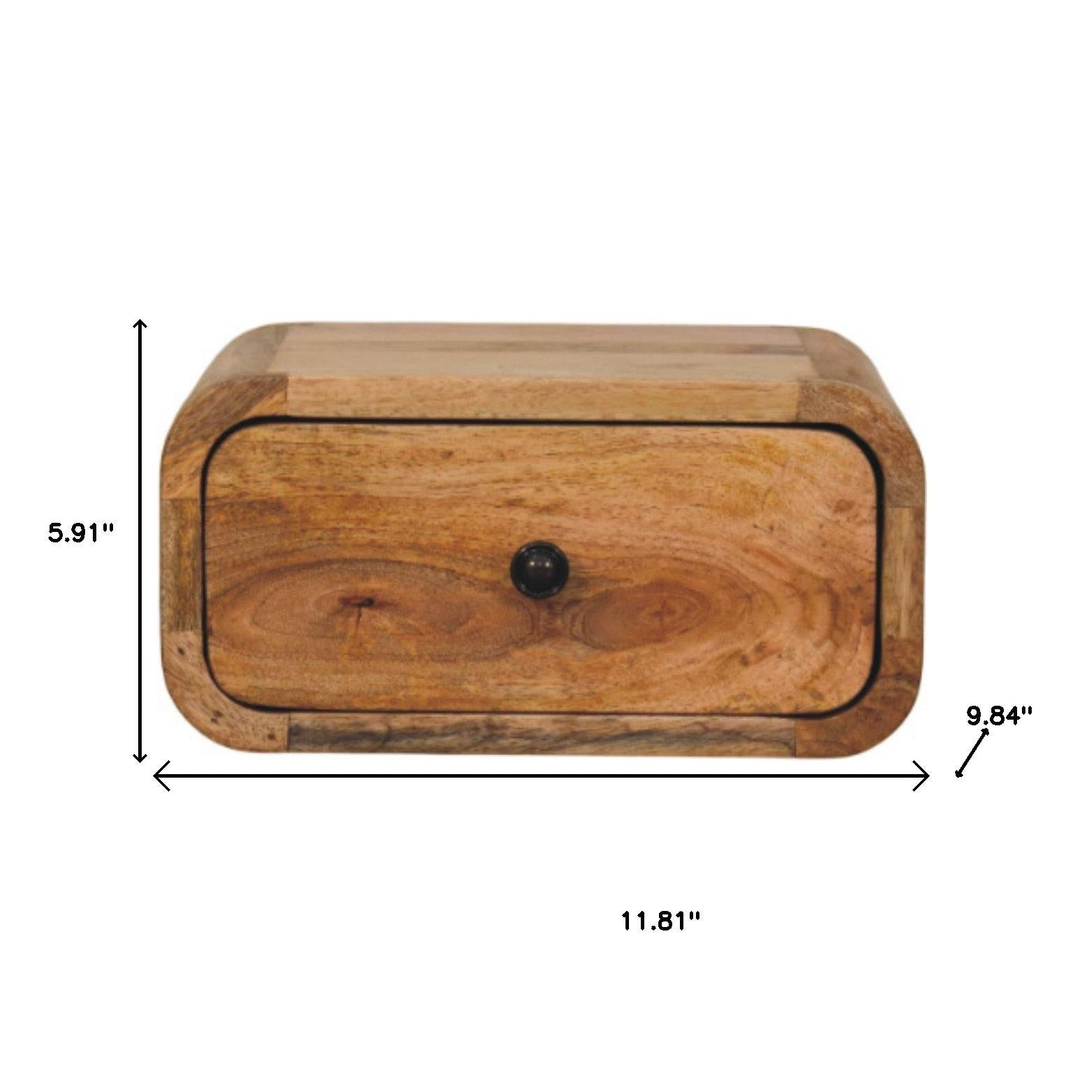 12" Oak Solid Wood One Drawer Floating Nightstand