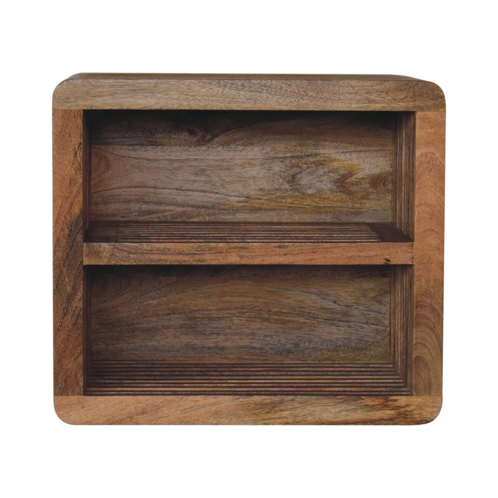 18" Brown Solid Wood Carved Geometric Floating Nightstand