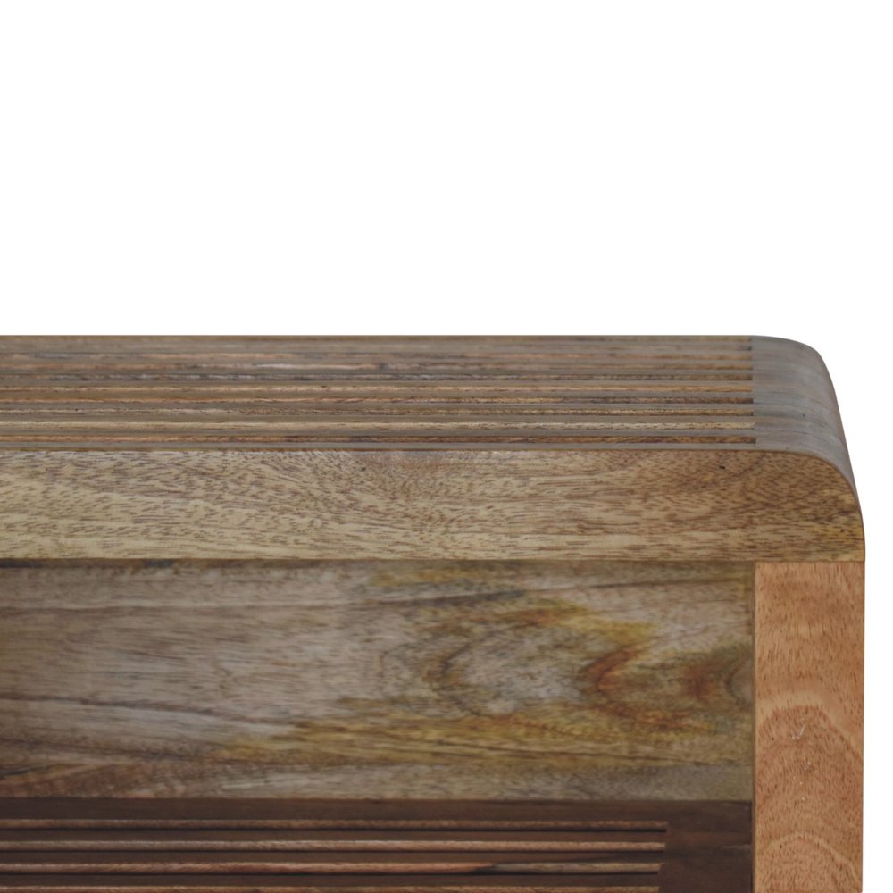 18" Brown Solid Wood Carved Geometric Floating Nightstand