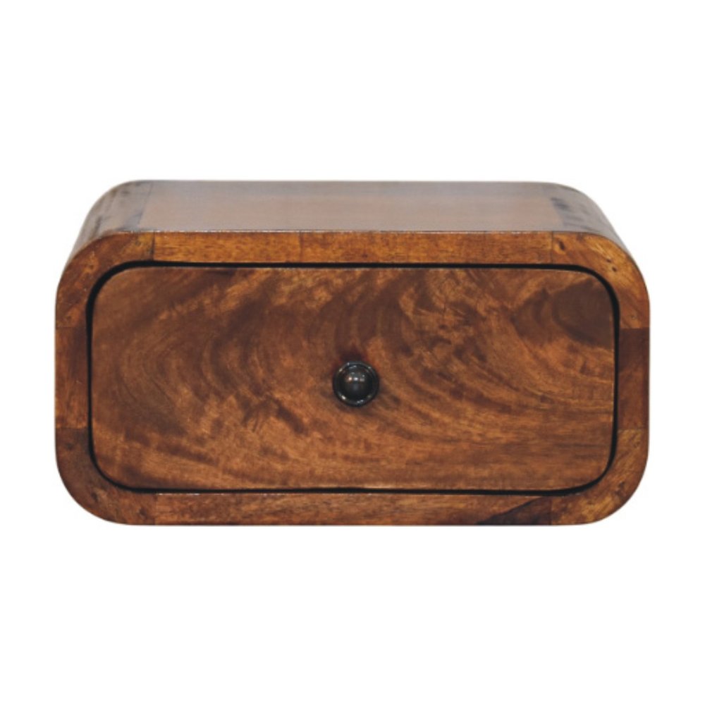 12" Chestnut Solid Wood One Drawer Floating Nightstand