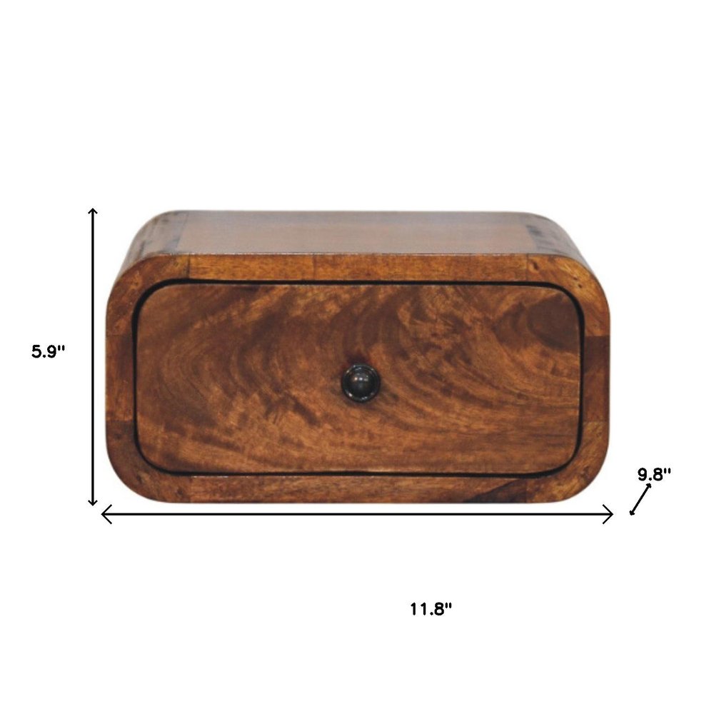 12" Chestnut Solid Wood One Drawer Floating Nightstand