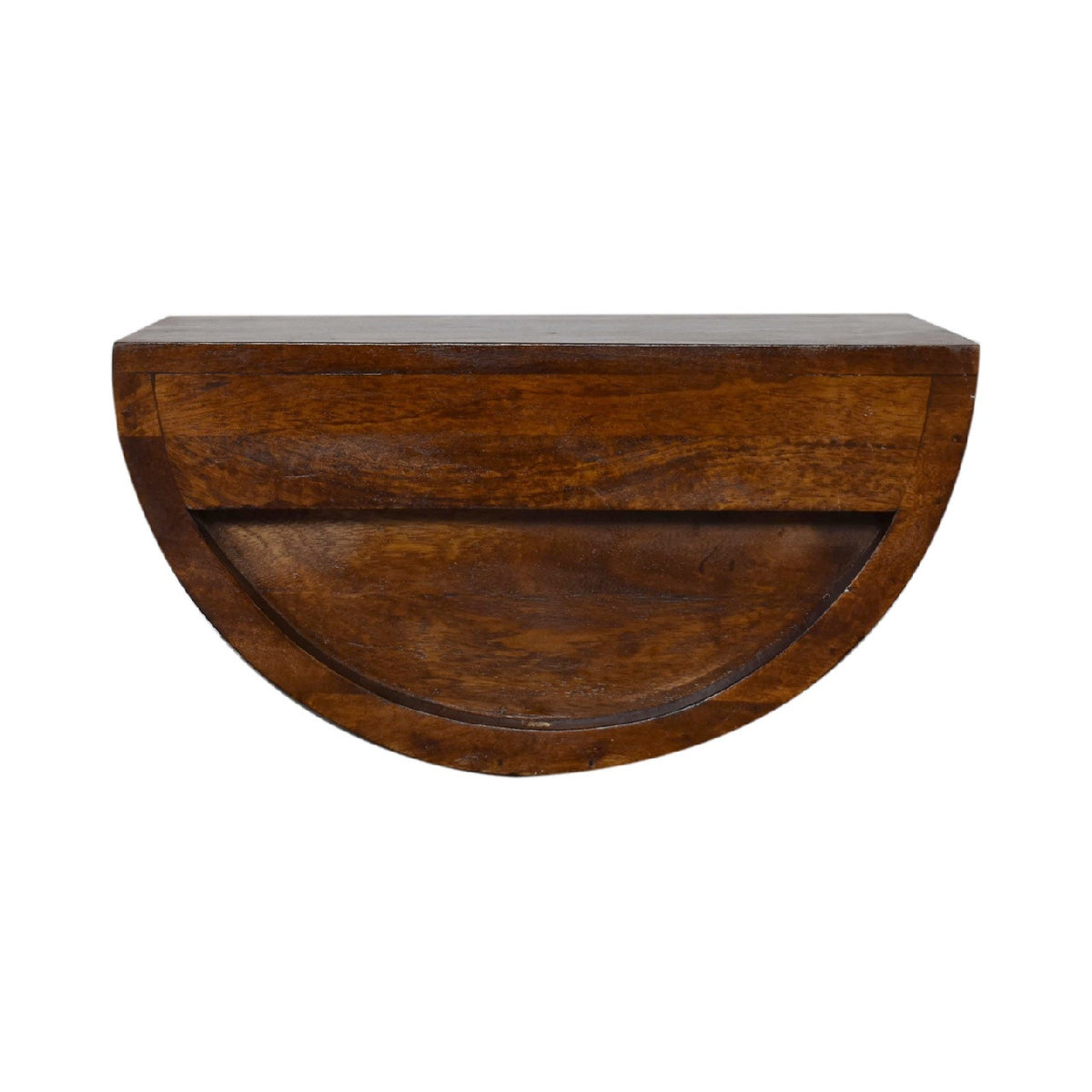 18" Chestnut Solid Wood One Drawer Half Moon Floating Nightstand